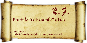 Marhás Fabrícius névjegykártya